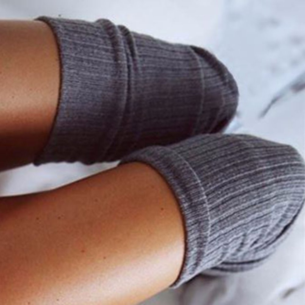 New Gray Over Knee Knitting Warm Socks - Picture 2 of 3
